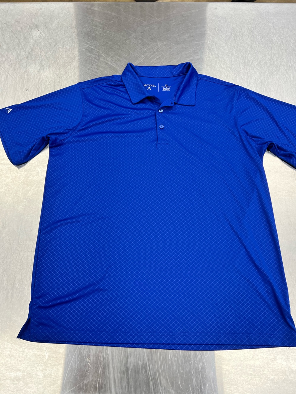 Antigua Royal Blue Performance Polo Check Pattern Shirt Men’s XL